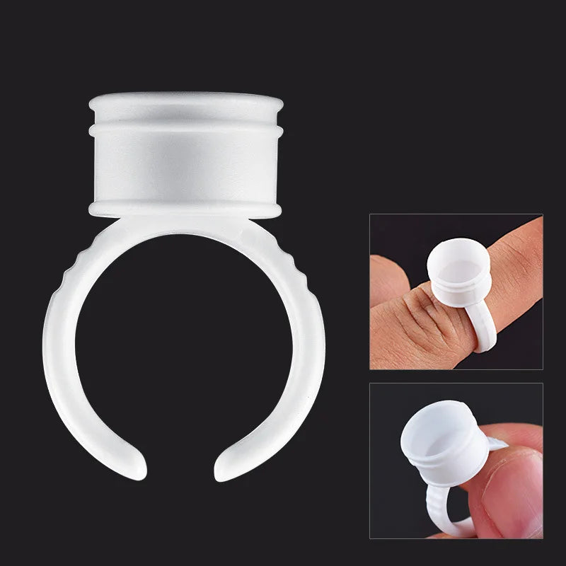 100pcs Disposable Plastic Pigment Rings β 3 Sizes White Ink Holders for Eyebrow Permanent Makeup