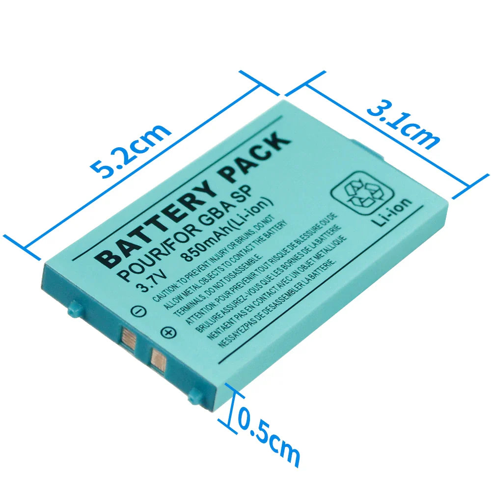 OSTENT 10PCS 3.7V 850mAh Rechargeable Battery Pack with Screwdriver — Replacement for Nintendo Gameboy Advance GBA SP