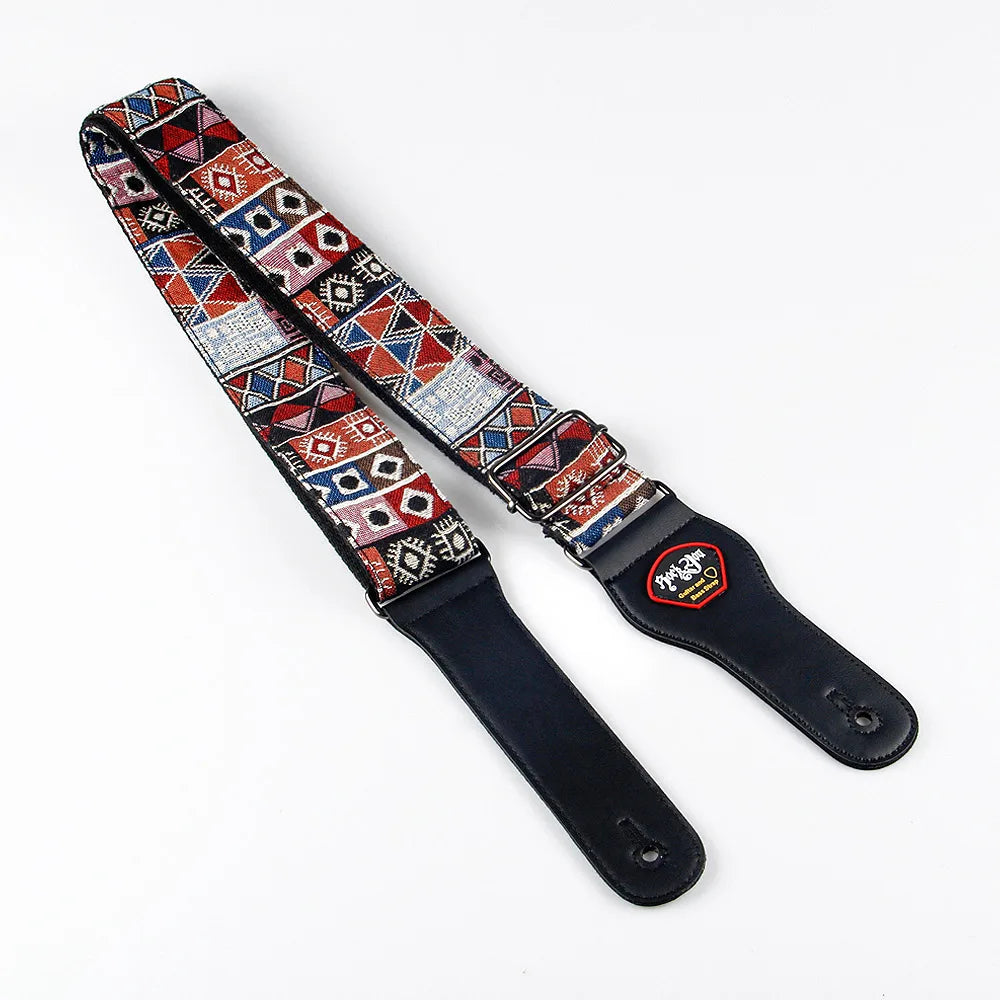 New High-Quality Cotton Guitar Strap – Adjustable Length, 6.2cm Wide for Acoustic & Electric Bass Guitars