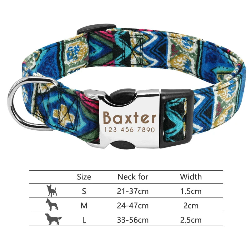 Adjustable Nylon Dog & Cat Collar – Personalized ID Collar with Engraved Name Buckle, Anti-Lost for Small, Medium & Large Pets