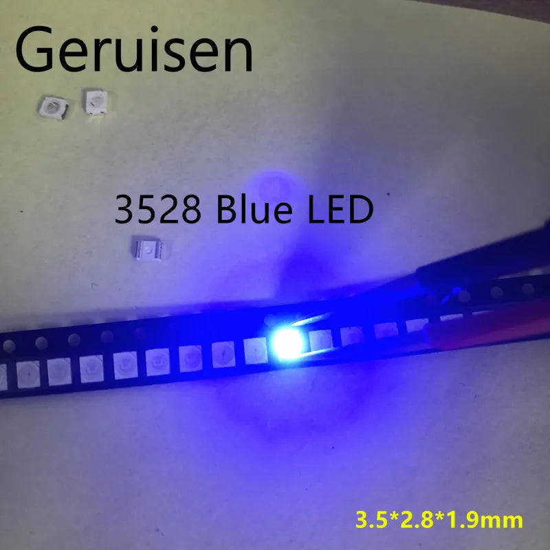 100pcs Super Bright Blue SMD LED Diodes Assorted Sizes (0402–5730) 3V Light Emitting Chips for Electronics DIY & Repair Projects