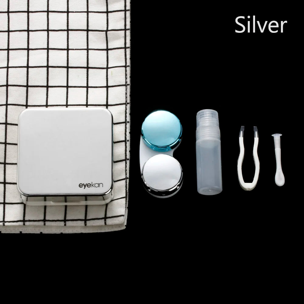 Square Contact Lens Case – Portable Travel Lens Storage & Soaking Box Holder, Solid Color Fashion Eyewear Accessory Container