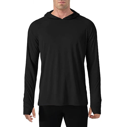 TACVASEN Men's Sun Protection Hoodie T-Shirt – UV-Proof, Lightweight, Breathable Long Sleeve Quick-Dry Top