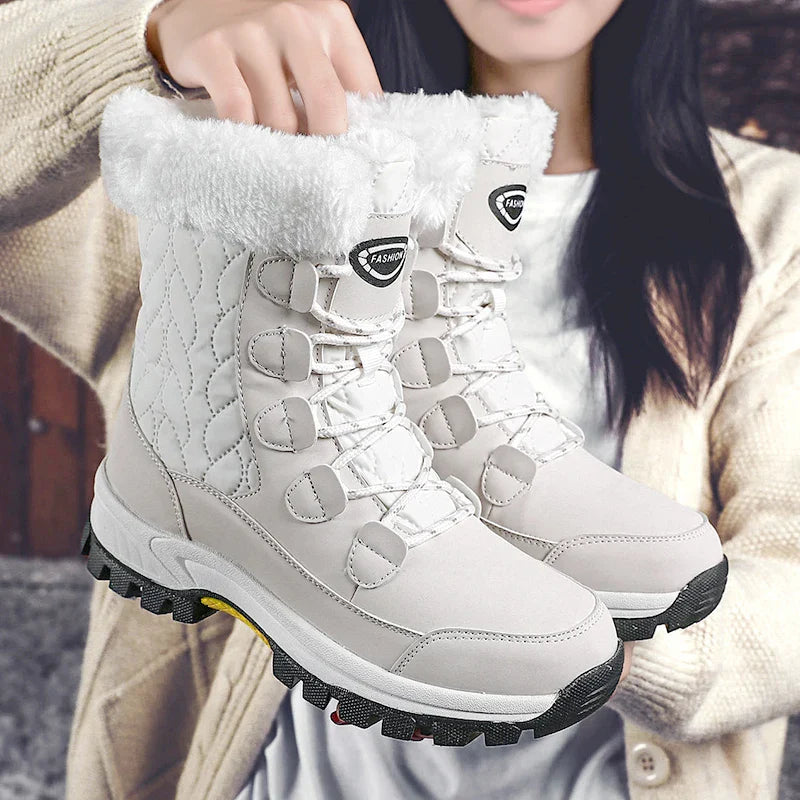Moipheng Women’s Classic Snow Boots – Winter Warm Handmade Platform Ankle Boots, Size 42