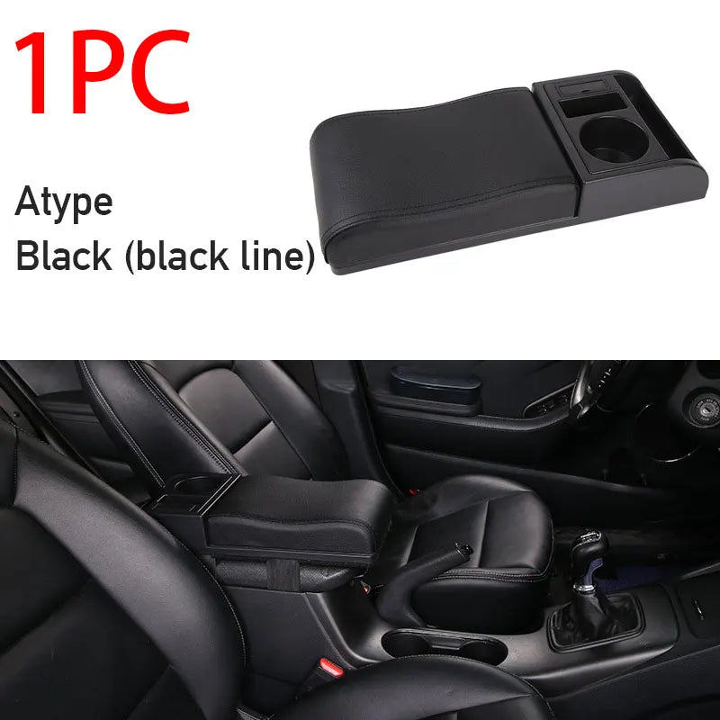 SEAMETAL Car Armrest Box Cushion – Adjustable Soft Elbow Support with USB Charging & Cup Holder Universal Interior Accessory