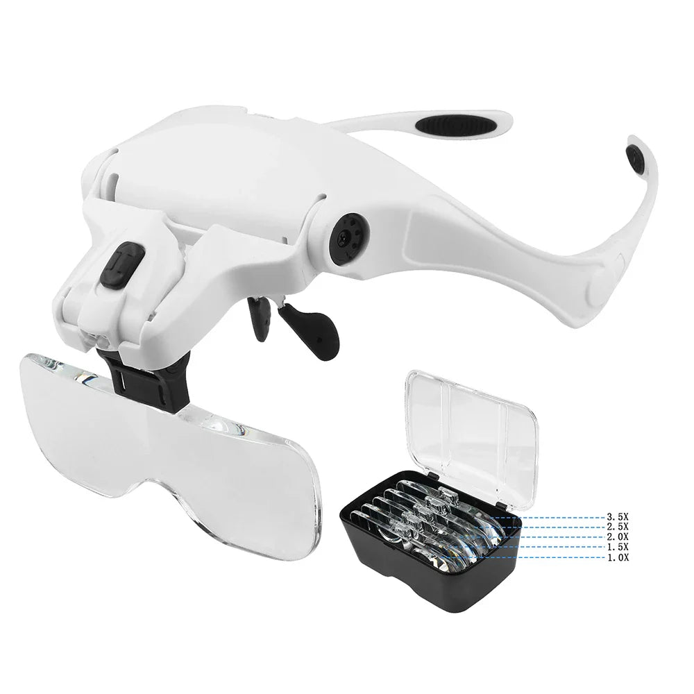 Adjustable Illuminated Magnifying Glass β 1.0Xβ3.5X Loupe with 2 Lights for Reading & Detail Work