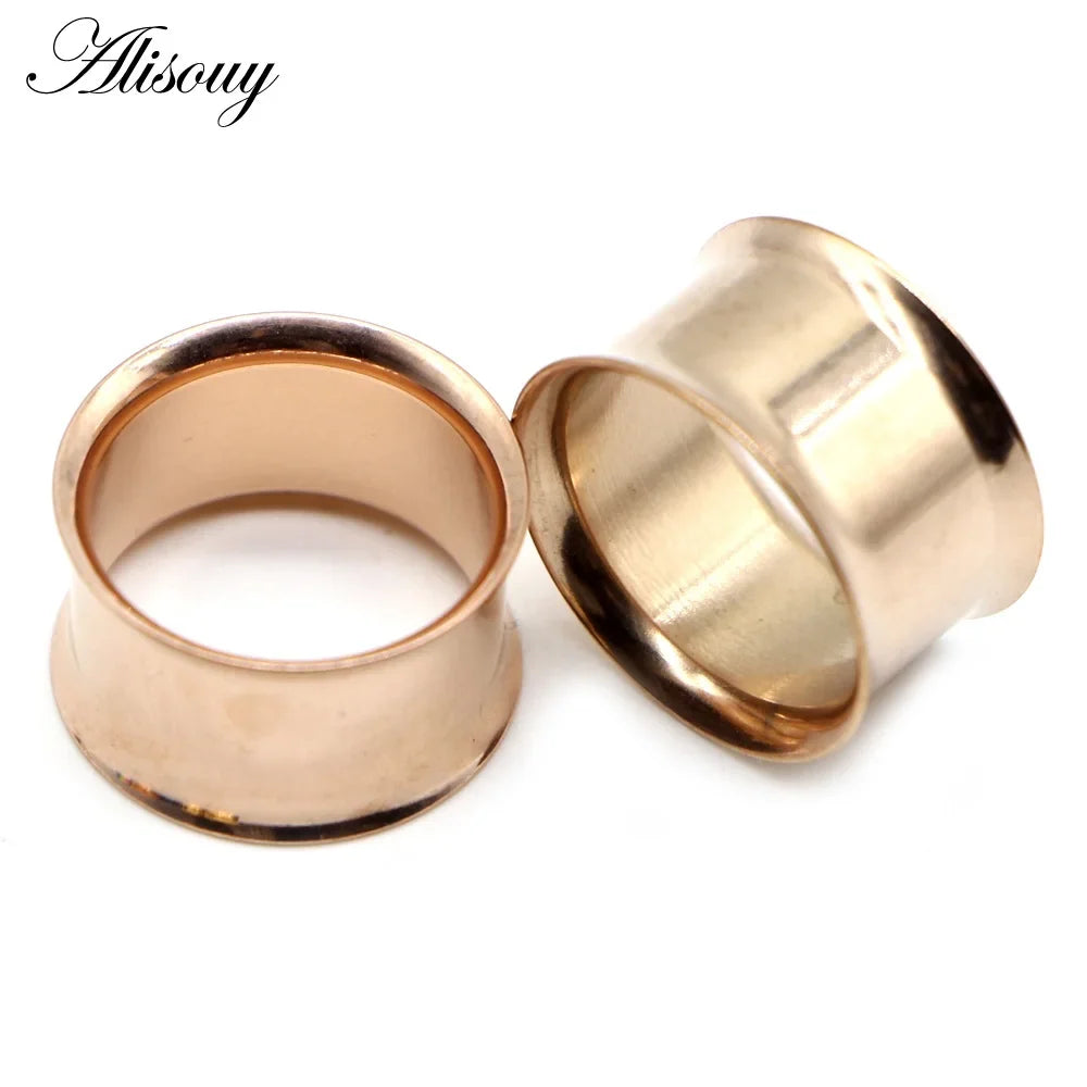 Alisouy Surgical Steel Ear Plug Kit - 2PCS No-Screw Fit Ear Gauges Tunnel Expanders for Body Piercing