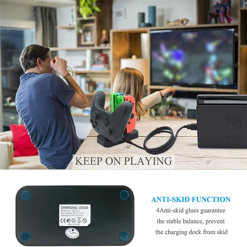4-in-1 Charging Dock for Nintendo Switch OLED โ Joy-Con & Pro Controller Charging Stand