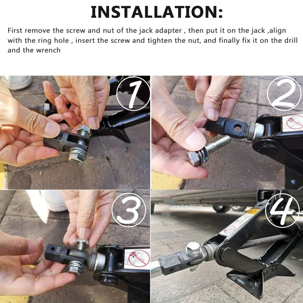 Scissor Jack Adapter for 1/2 Inch Drive Socket - Off-Road 4x4 Car Lift Tool and Wrench, Universal Auto Accessories