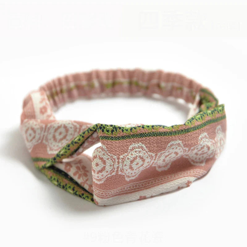 Bohemian Print Headbands for Women & Girls β Vintage Cross Turban Bandana Hair Accessories for Summer