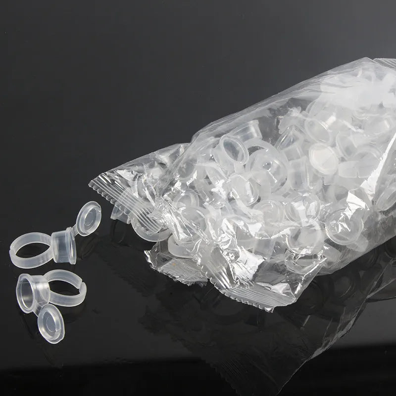50pcs Disposable Tattoo Ink Ring Cups – Microblading & Permanent Makeup Pigment Caps for Eyebrow & Lip Tattoo Supplies Accessories