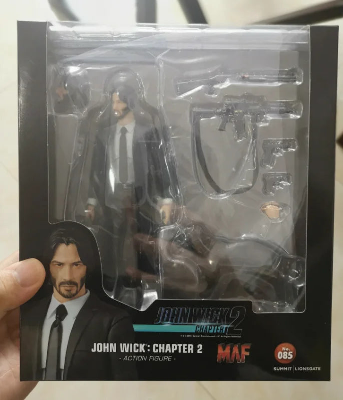 Mafex 085 John Wick Action Figure — PVC Collectible with Dogs, Moveable Joints Toy