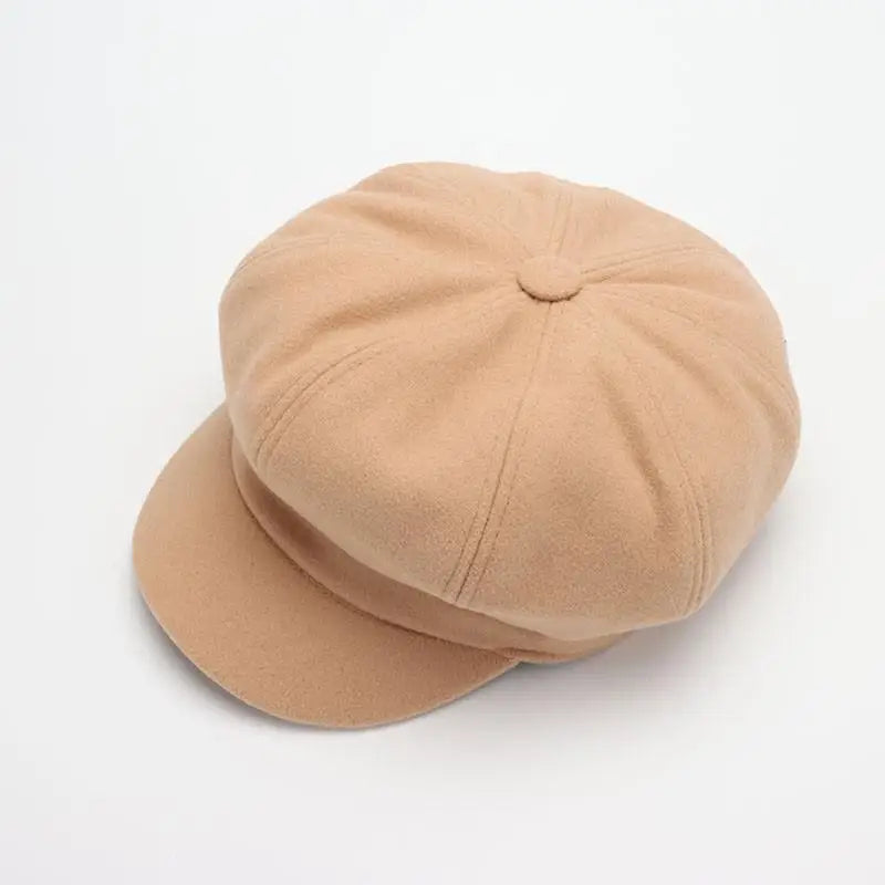 Autumn & Winter Wool Hats for Women – Solid Plain Octagonal Newsboy Cap & Casual Beret for Men & Ladies