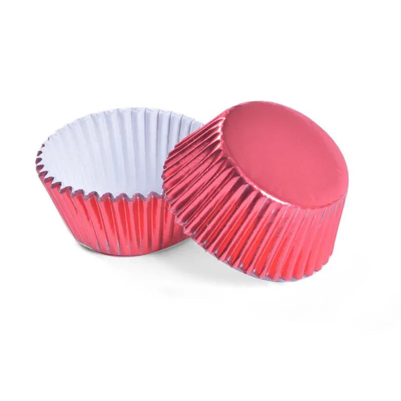 100PCS Gold Foil Tulip Cupcake Liners – Colorful Baking Muffin Wrappers for Weddings, Parties & Dessert Decor