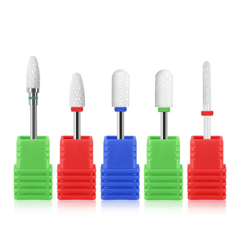 5Pcs Ceramic Milling Cutter Set - Electric Nail Drill Bits for Manicure, Gel Varnish Removal & Nail Care Tools