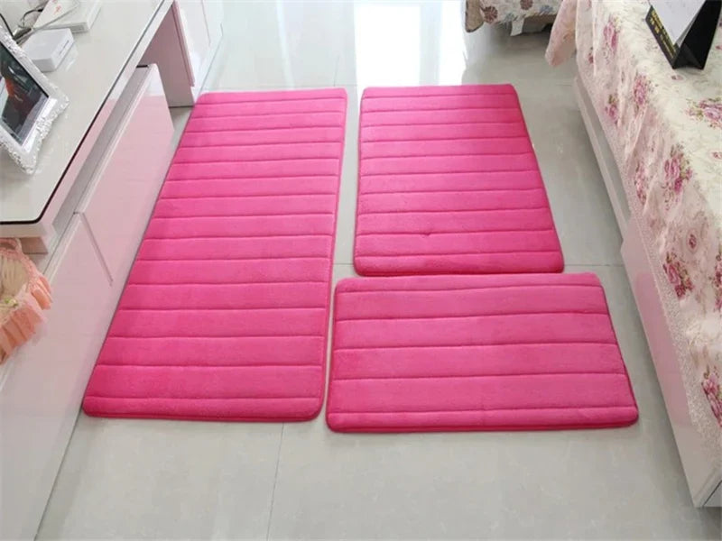 Water Absorption Anti-Slip Bath Mat Set - Bathroom, Toilet, Living Room, Bedroom Floor Carpet (1PC/3PC)