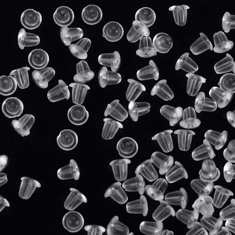 100pcs 5mm Clear Silicone Earring Backs – Soft Rubber Safety Round Stopper Jewelry DIY Accessories Replacement