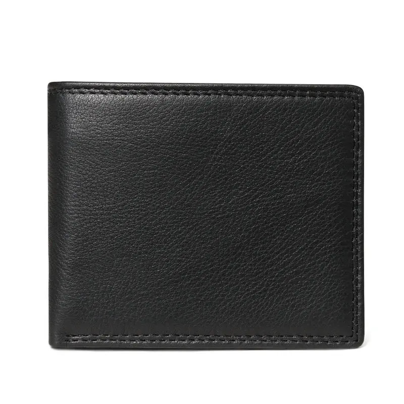GENODERN Genuine Cow Leather Men’s Wallet with Coin Pocket – Vintage RFID Blocking Slim Male Purse Card Holder Leather Wallet
