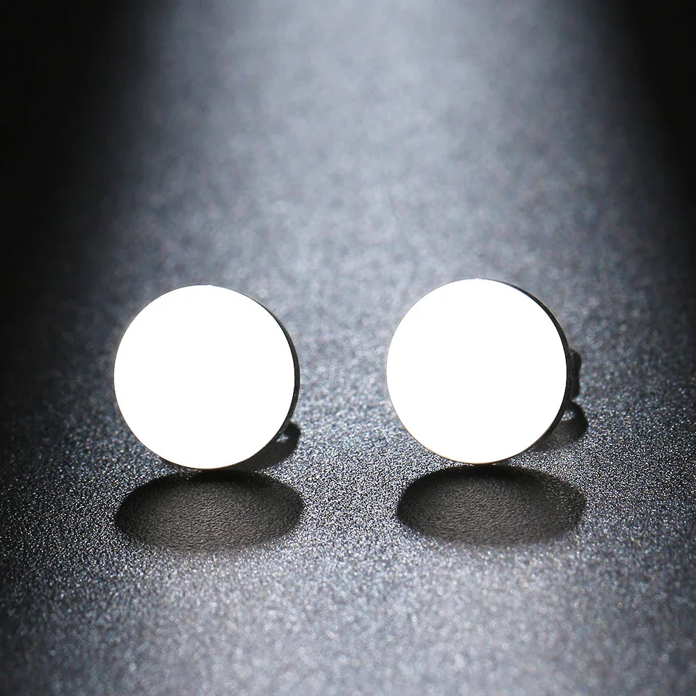 Minimalist Stainless Steel Round Stud Earrings – Classic Fashion Jewelry for Women