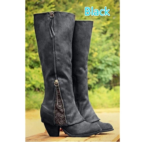 Women’s Winter Knee-High Boots – Fold-Over Lace-Up Ladies Shoes, Chaussures Femme Botas Mujer Invierno