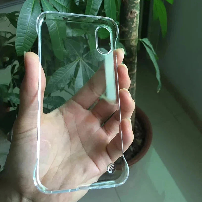 Transparent Borderless Anti-Drop PC Hard Shell Case for iPhone 16/15/14/13/12/11 Pro Max, XR, XS, Mini, SE, 7, 8 Plus
