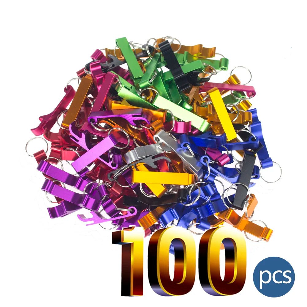 100pcs Custom Aluminum Can Opener Keychain — Portable Promotional Giveaway with Logo for Restaurants