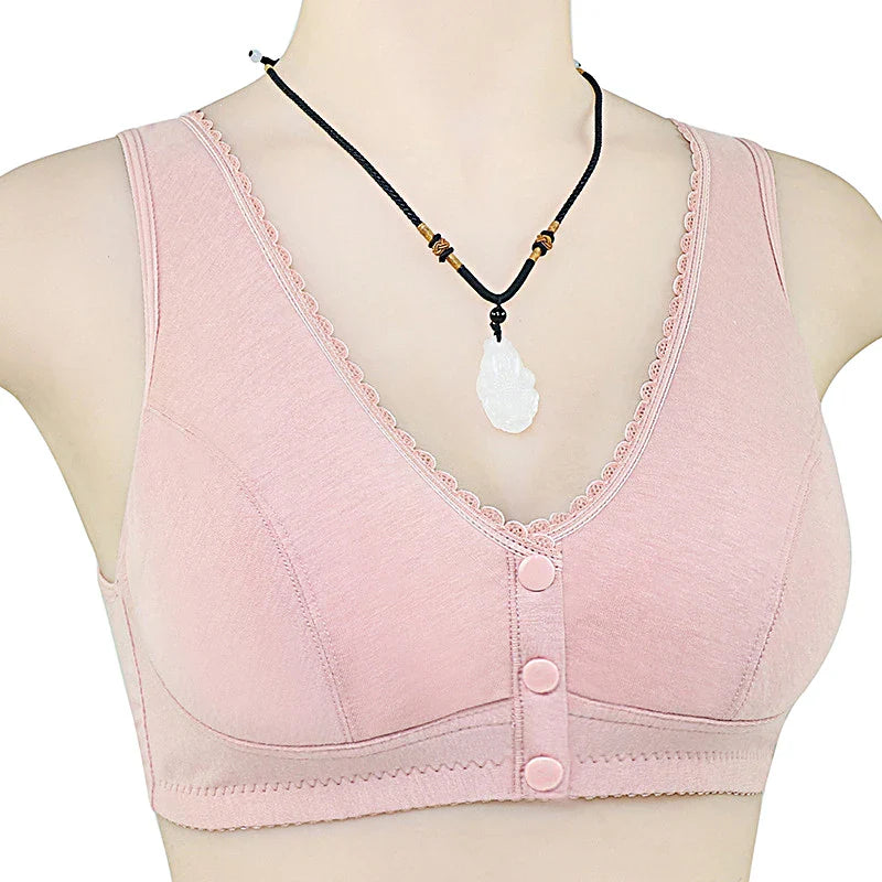 Comfortable Cotton Wireless Bra for Women β Lace Front Closure Soft Lingerie Underwear
