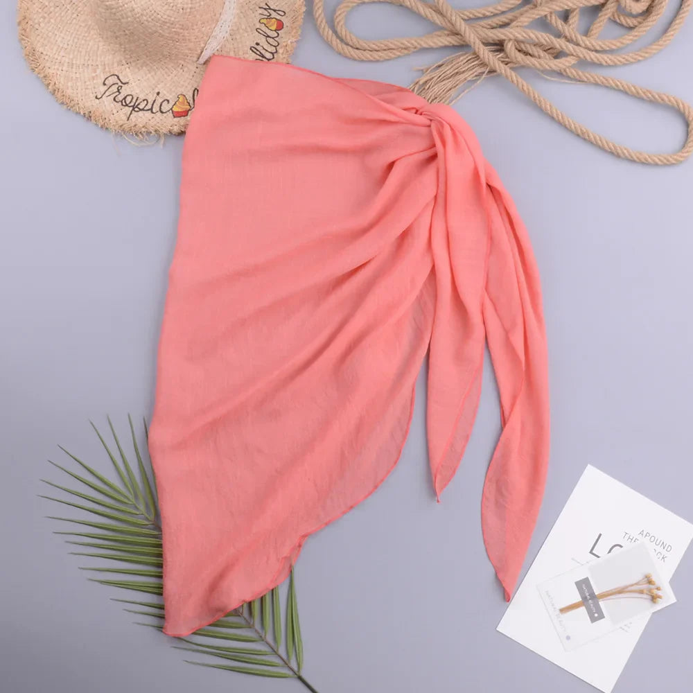 Women’s Solid Beach Pareo – Sexy Bikini Cover-Up Wrap Skirt Sarong for Swimwear & Beachwear