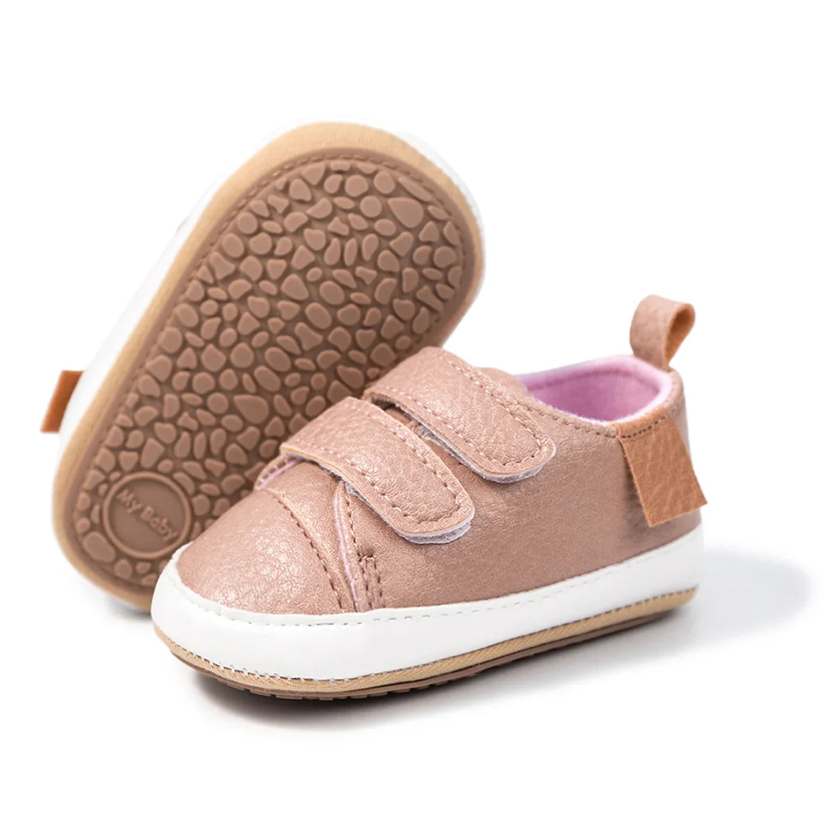 Classic Baby Casual Sneakers – Vintage PU Leather, Soft Rubber Sole, Slip-Resistant Infant Shoes in 4 Colors