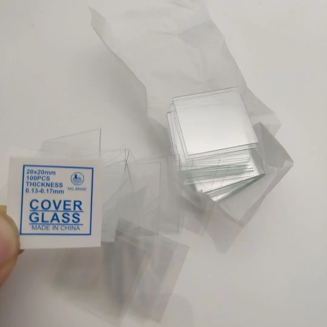100 Pcs Transparent Square Glass Slides Coverslips - Optical Instrument Microscope Cover Slips for Microscopy
