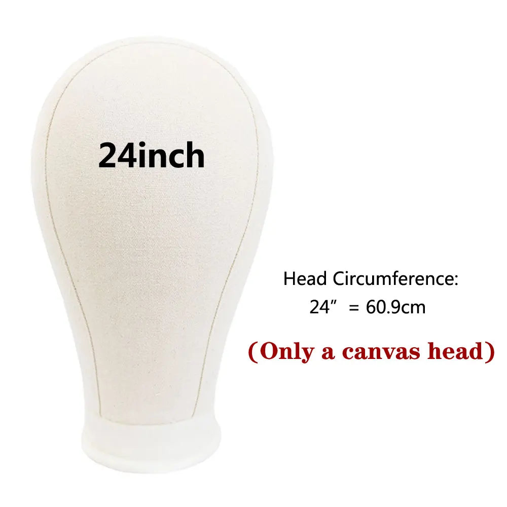 Canvas Wig Head Stand – 21-24 Inch Mannequin for Hairstyling, Wig Display & Making with Support Holder