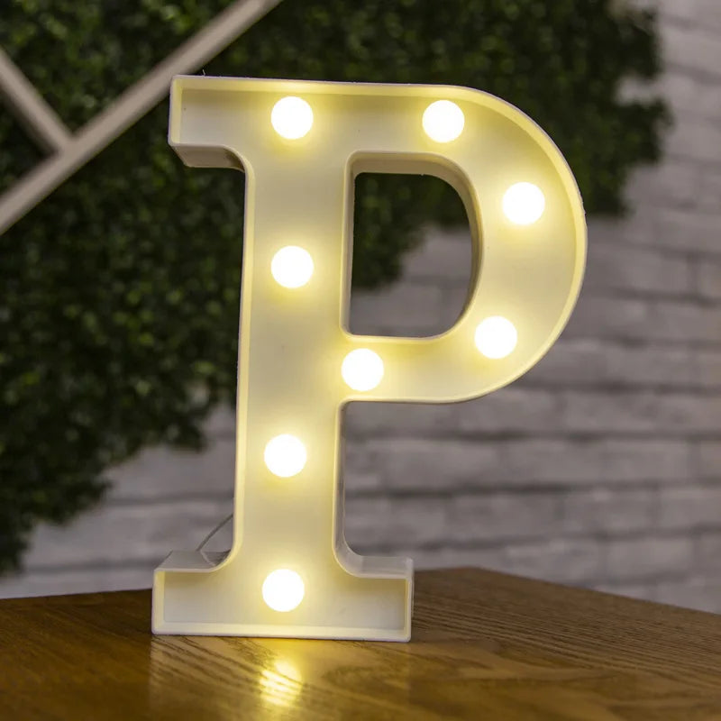 Alphabet & Number LED Lamp Night Light – Warm Battery-Powered Luminous Letter Light for Home, Wedding, Birthday & Party Decoration