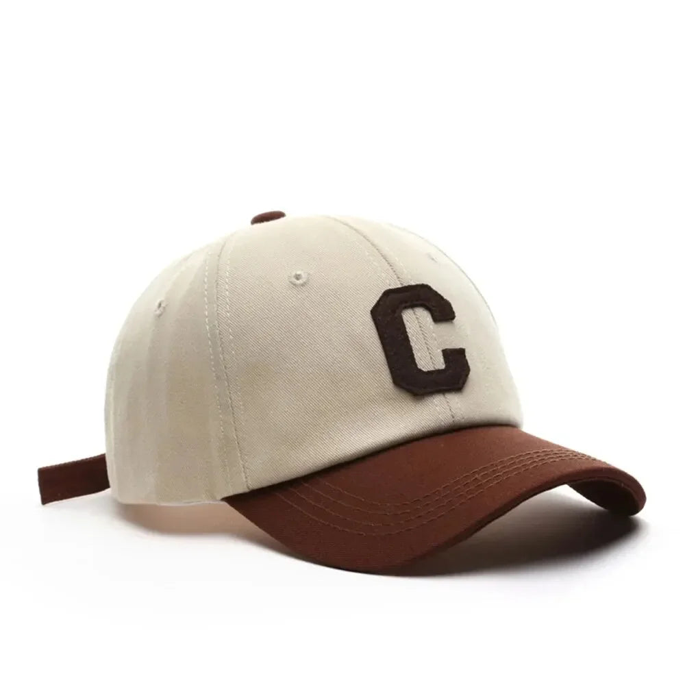 Unisex Baseball Cap – Fashion Letter C Patch, Color Block Design, Summer Sun Visor Hat for Men & Women