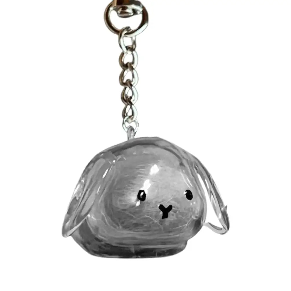 Cute Rabbit-Shaped Transparent Fur Storage Box — Hair & Pet Fur Keychain Capsule