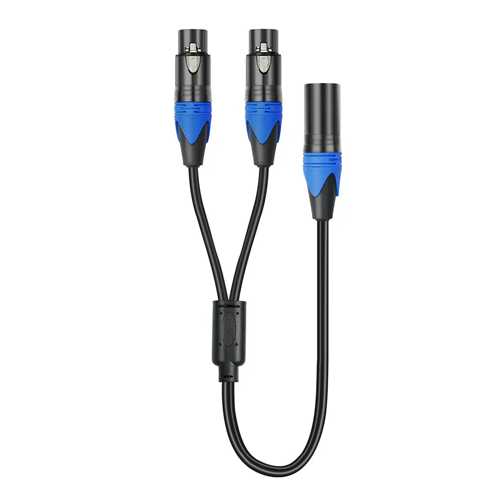 50cm XLR Splitter Cable – 1 XLR Female to 2 XLR Male Y Cable for Microphone, Amplifier & Mixer