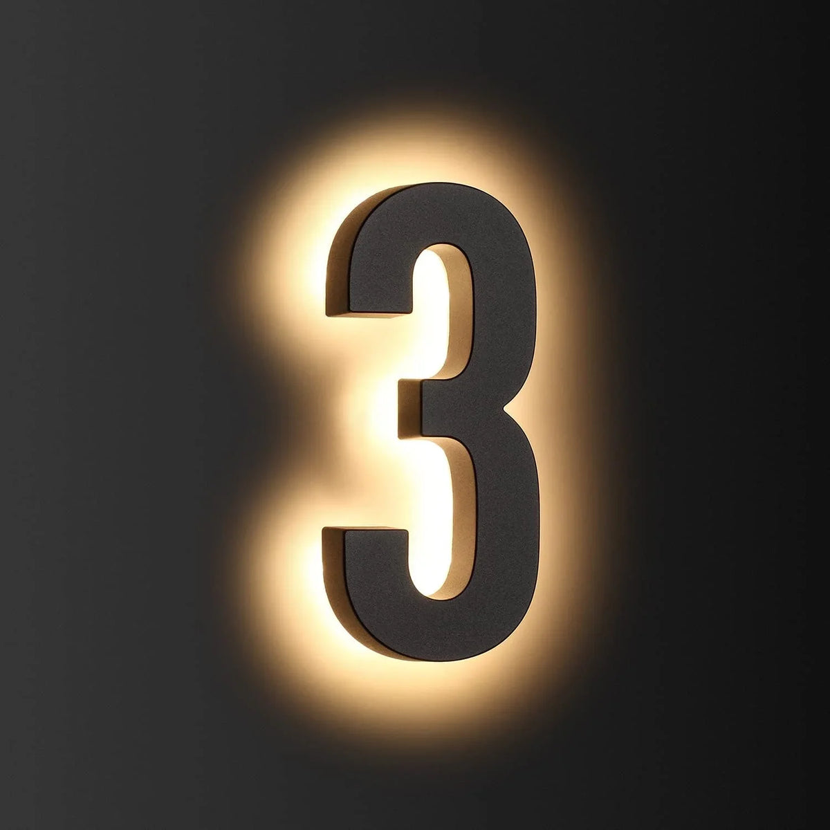 Illuminated Backlit LED House Numbers - Stainless Steel Floating Outdoor Address Sign with Durable Waterproof Finish