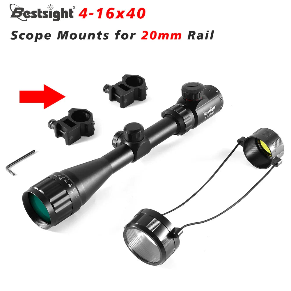 4-16x40 AOE Hunting Riflescope — Red & Green Illuminated Dot Scope for Airsoft & Sniper Rifles