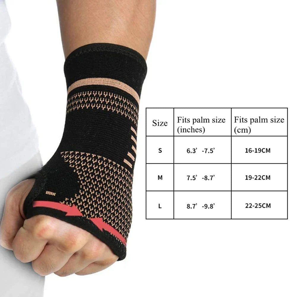 1PCS Copper Compression Gloves - Sports Wrist Guard Arthritis Gloves for Elastic Palm Brace, Fitness Wrist Support Wristband