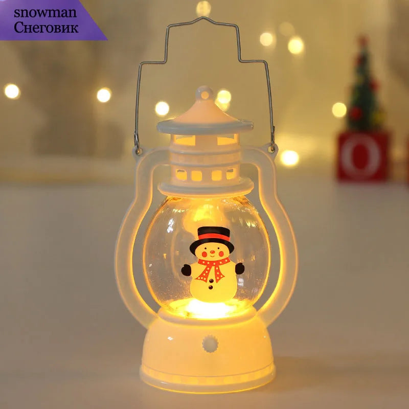Portable LED Christmas Lanterns β Santa Claus & Snowman Indoor Decor, Battery-Powered for Home Xmas & New Year