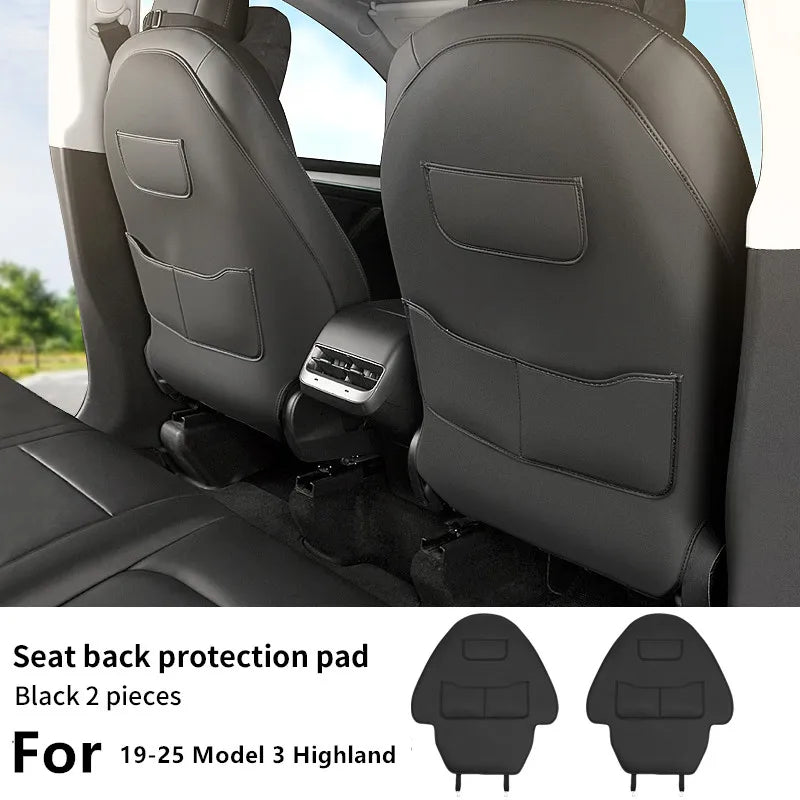 Tesla Model Y Juniper Seat Back Kick Protector Cover – Rear Seat Protection Pad & Front Backrest Accessory