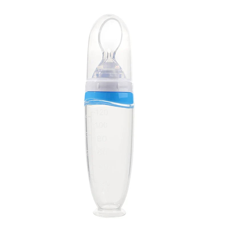 120ml Infant Silicone Food Squeeze Feeder – Baby Fruit Puree & Rice Paste Dispenser with Detachable Spoon