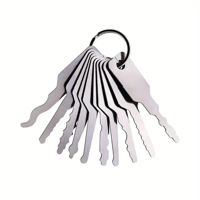 Stainless Steel Car Unlock & Repair Tool Set – Double-Sided Auto Key Replacement Accessories Kit