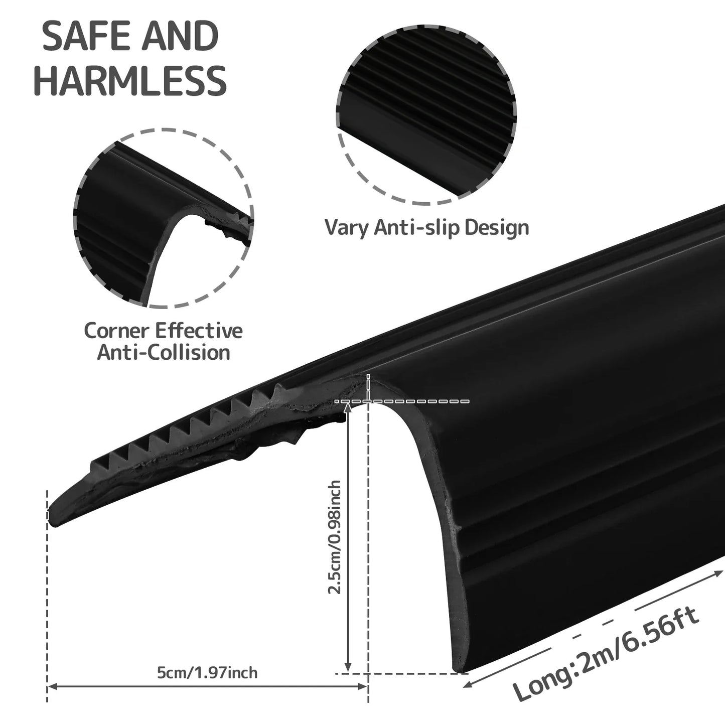 Soft PVC Stair Edge Protector – Non-Slip L-Shape Self-Adhesive Step Trim, 2m Stair Nose Edging Strip