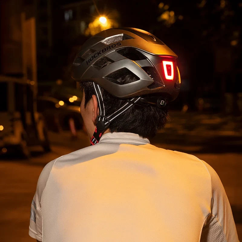 ROCKBROS Waterproof USB Rechargeable Bike Helmet Taillight – LED Cycling Rear Safety Light for Night Riding Bicycle Accessory Lantern
