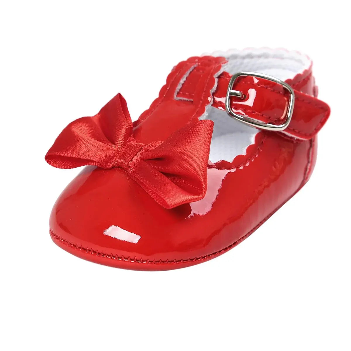 Meckior Baby Girls Dress Shoes - Classic Bowknot PU First Walker Shoes with Non-Slip Rubber Sole