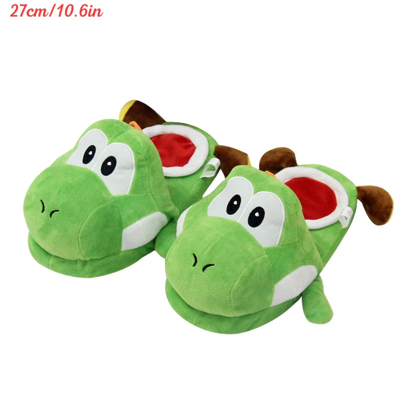 Kawaii Mario & Luigi Piranha Plant Plush Slippers — Cute Green Yoshi Anime Soft Stuffed Dolls, Birthday Gift