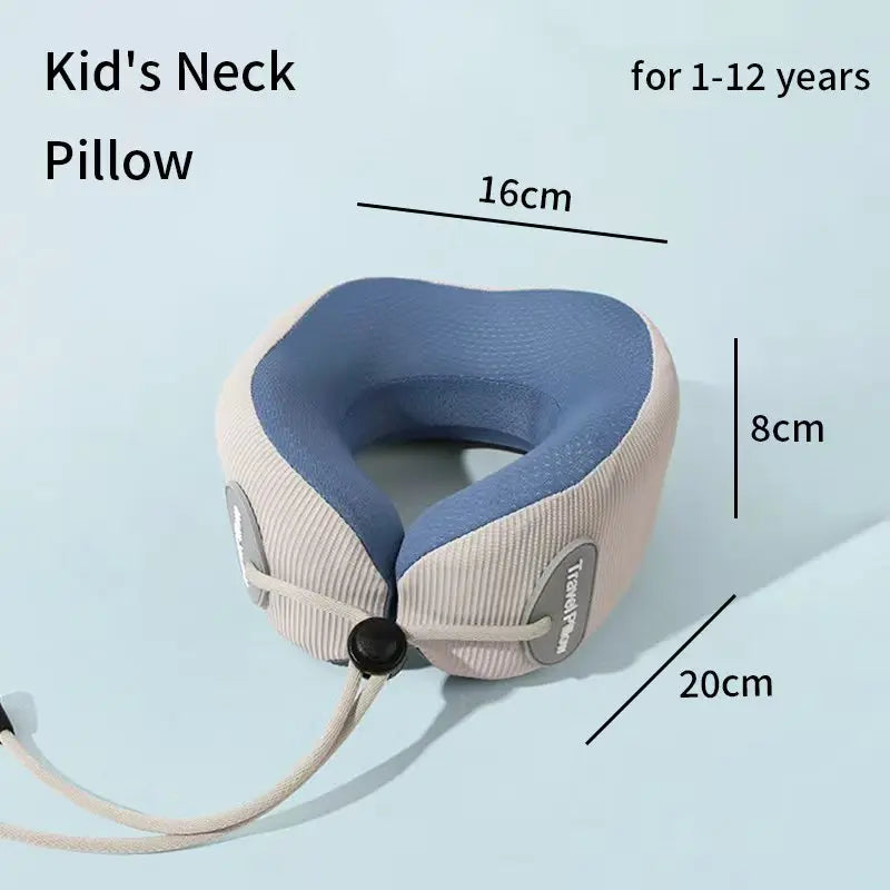 Kids U-Shaped Memory Foam Neck Pillow – 360° Support Travel & Nap Cushion, Slow Rebound with Removable Cover for Children