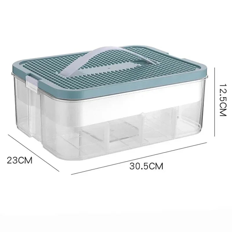 2 Layer Storage Box for Building Blocks - Transparent Toy Organizer with Lid, Stackable, Ideal for Children’s Toys, First Aid Kit, and Medicine