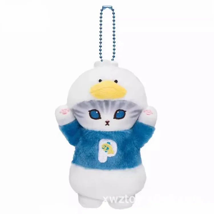 Hot Kawaii Plush Keychain Pendant — Mofusand Shark Cat & Cross-Dressing Hello Kitty/Kuromi Backpack Charm