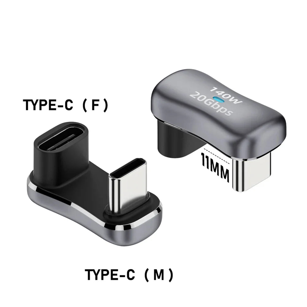 180° Angle USB-C Adapter – 20Gbps PD 140W Charging U-Shape Converter for Steam Deck Accessories